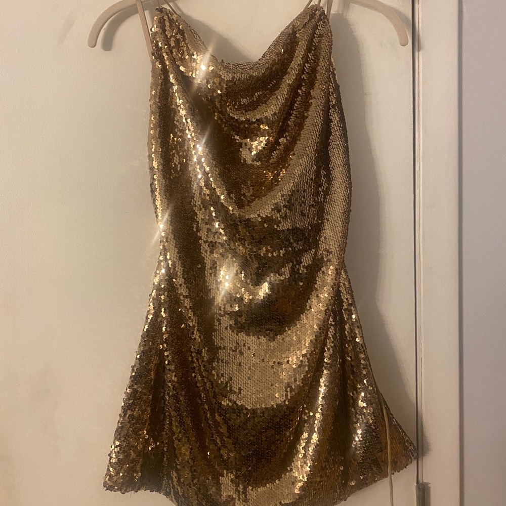ASOS gold sequin dress